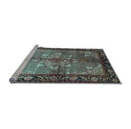 Sideview of Machine Washable Persian Light Blue Traditional Rug, wshtr291lblu
