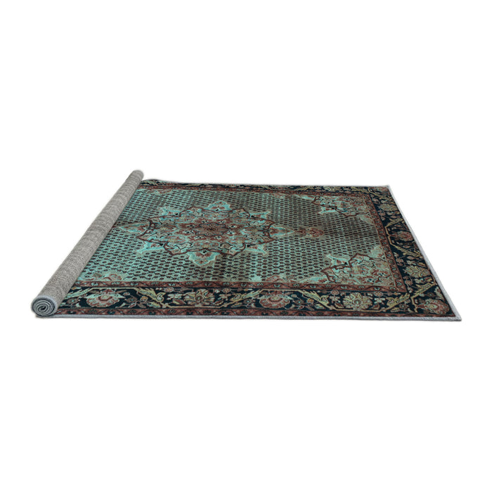 Sideview of Machine Washable Persian Light Blue Traditional Rug, wshtr291lblu