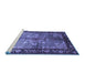 Sideview of Machine Washable Persian Blue Traditional Rug, wshtr291blu