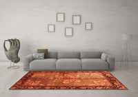 Machine Washable Persian Orange Traditional Rug, wshtr291org