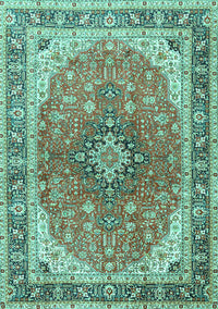 Medallion Turquoise Traditional Rug, tr2920turq