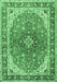 Machine Washable Medallion Emerald Green Traditional Area Rugs, wshtr2920emgrn