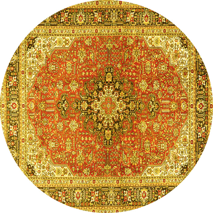 Round Medallion Yellow Traditional Rug, tr2920yw