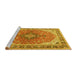 Sideview of Machine Washable Medallion Yellow Traditional Rug, wshtr2920yw