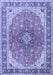 Machine Washable Medallion Blue Traditional Rug, wshtr2920blu