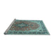 Sideview of Machine Washable Medallion Light Blue Traditional Rug, wshtr2920lblu