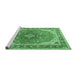 Sideview of Machine Washable Medallion Emerald Green Traditional Area Rugs, wshtr2920emgrn