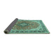 Sideview of Medallion Turquoise Traditional Rug, tr2920turq