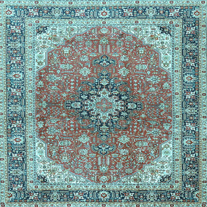 Square Medallion Light Blue Traditional Rug, tr2920lblu