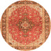 Machine Washable Medallion Orange Traditional Area Rugs, wshtr2920org