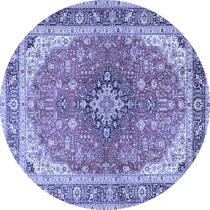 Round Medallion Blue Traditional Rug, tr2920blu