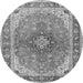 Machine Washable Medallion Gray Traditional Rug, wshtr2920gry