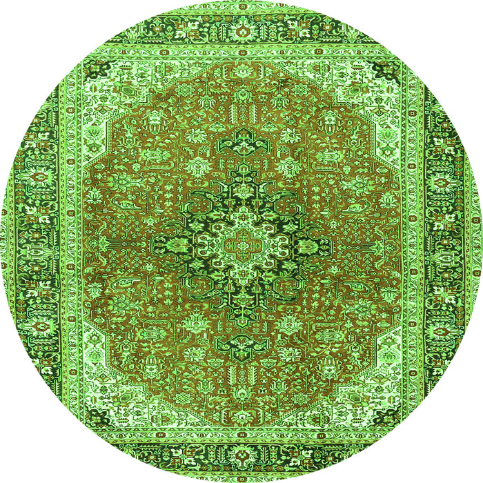 Square Medallion Green Traditional Rug, tr2920grn