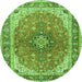 Square Medallion Green Traditional Rug, tr2920grn