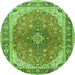 Machine Washable Medallion Green Traditional Area Rugs, wshtr2920grn