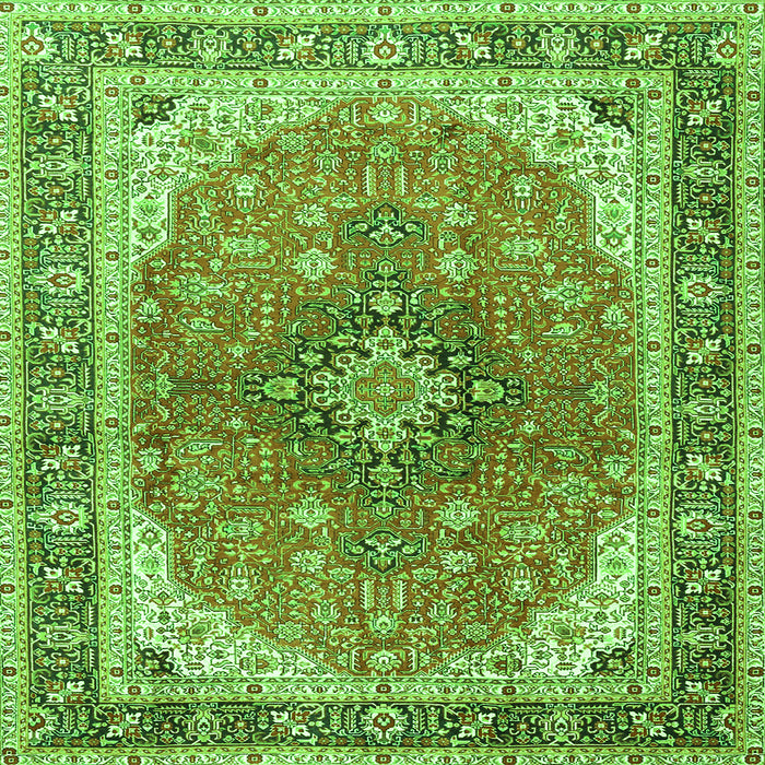 Serging Thickness of Medallion Green Traditional Rug, tr2920grn