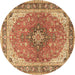 Round Medallion Brown Traditional Rug, tr2920brn