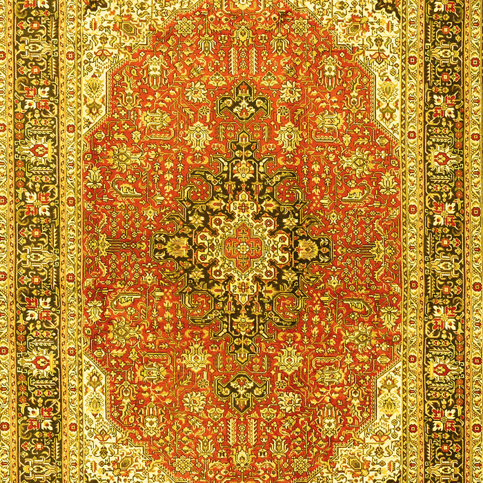 Machine Washable Medallion Yellow Traditional Rug, wshtr2920yw