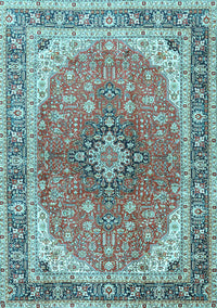 Medallion Light Blue Traditional Rug, tr2920lblu