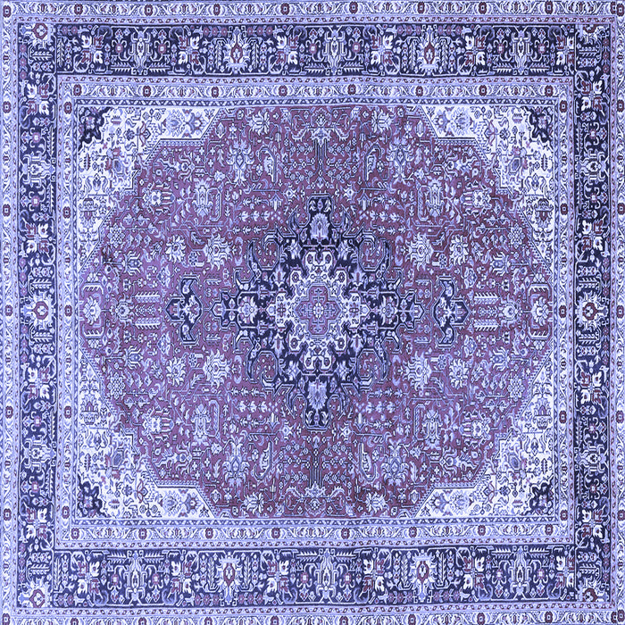 Square Machine Washable Medallion Blue Traditional Rug, wshtr2920blu