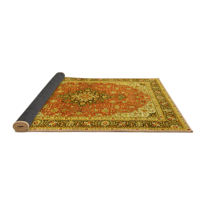 Sideview of Medallion Yellow Traditional Rug, tr2920yw