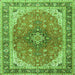 Round Machine Washable Medallion Green Traditional Area Rugs, wshtr2920grn