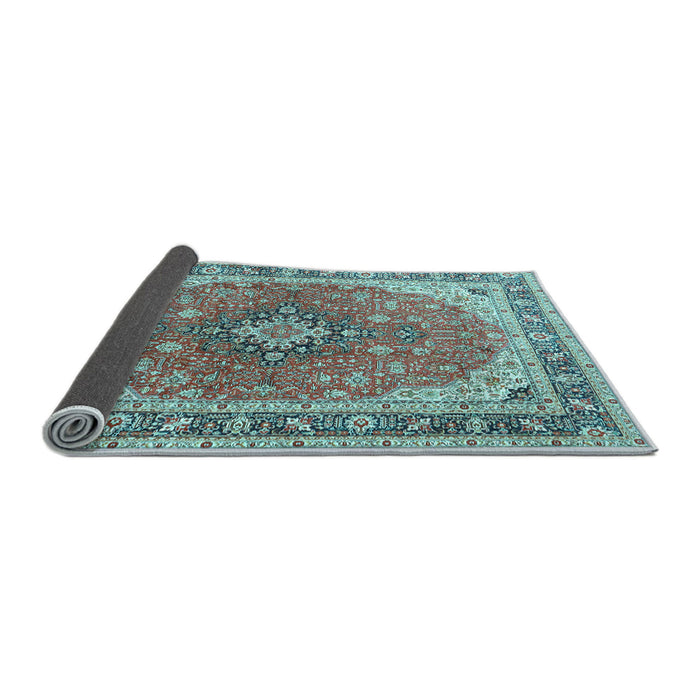 Sideview of Medallion Light Blue Traditional Rug, tr2920lblu