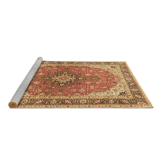 Sideview of Machine Washable Medallion Brown Traditional Rug, wshtr2920brn