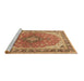 Sideview of Machine Washable Medallion Brown Traditional Rug, wshtr2920brn