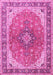 Machine Washable Medallion Pink Traditional Rug, wshtr2920pnk