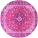 Round Medallion Pink Traditional Rug, tr2920pnk