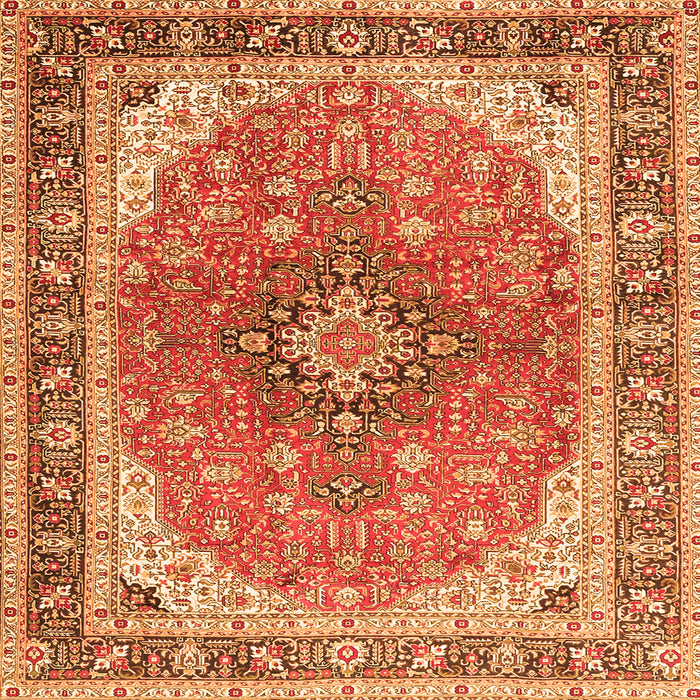 Serging Thickness of Medallion Orange Traditional Rug, tr2920org