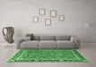 Machine Washable Persian Emerald Green Traditional Area Rugs in a Living Room,, wshtr2921emgrn