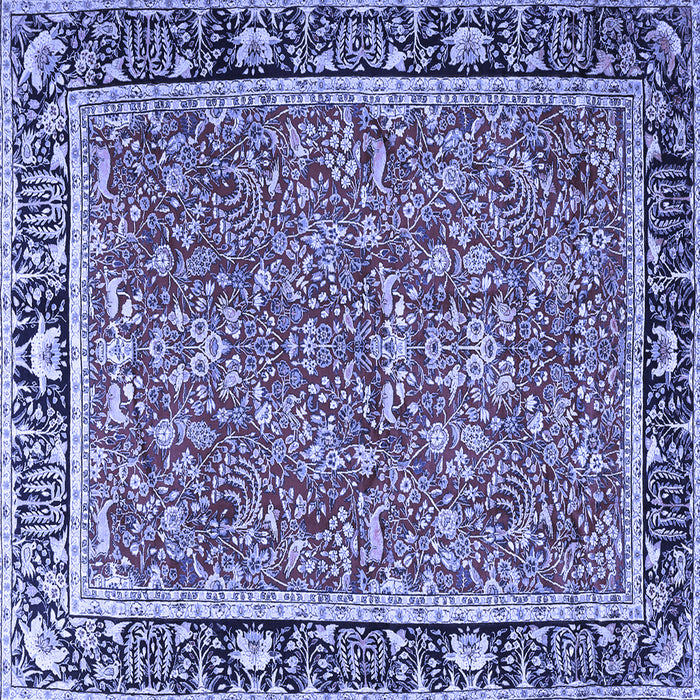 Square Machine Washable Persian Blue Traditional Rug, wshtr2921blu