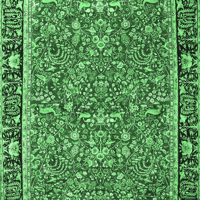 Machine Washable Persian Emerald Green Traditional Area Rugs, wshtr2921emgrn