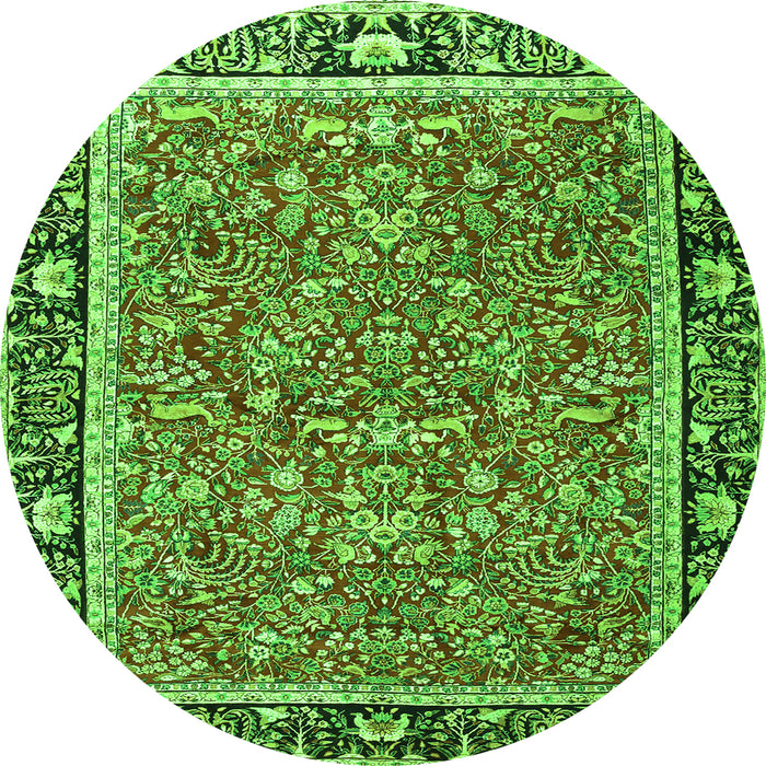 Square Persian Green Traditional Rug, tr2921grn