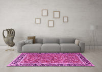 Machine Washable Persian Pink Traditional Rug, wshtr2921pnk