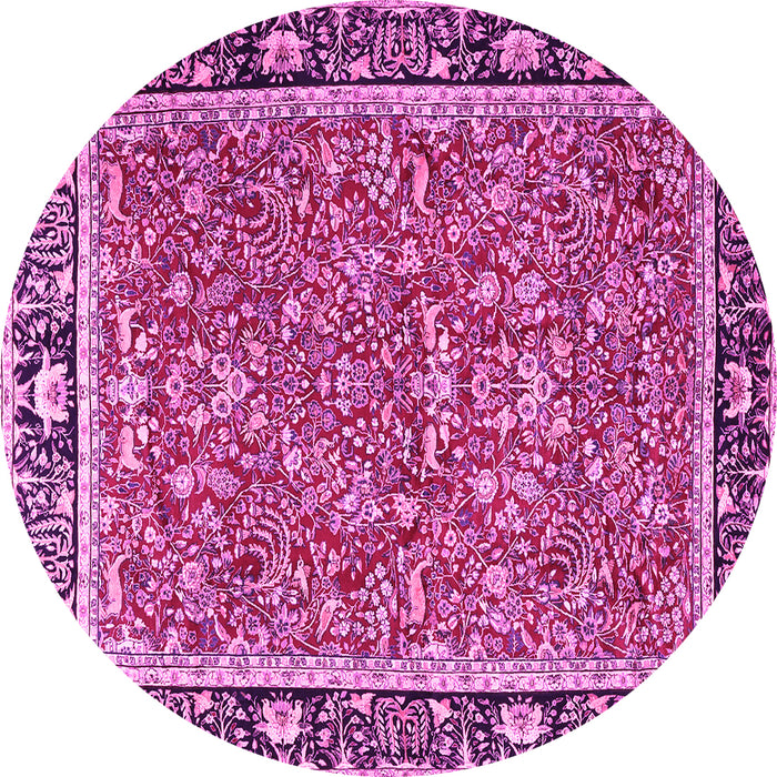 Round Persian Pink Traditional Rug, tr2921pnk