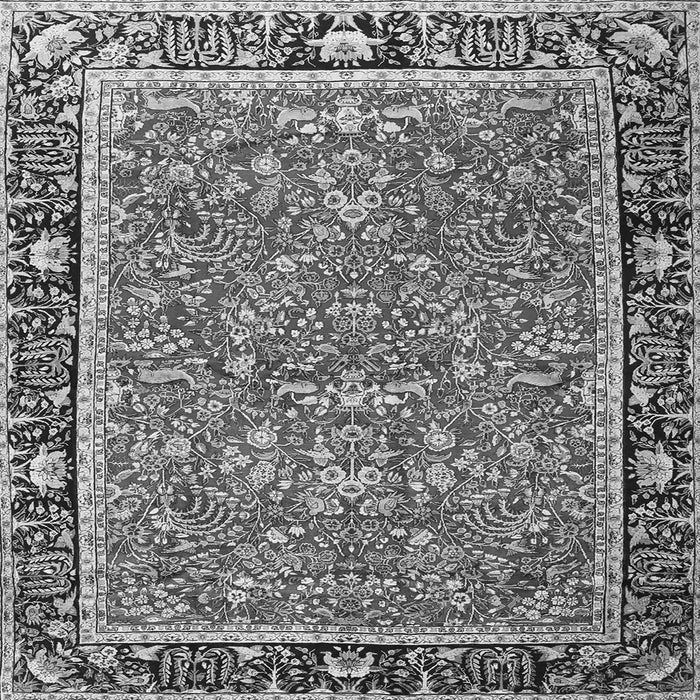 Round Machine Washable Persian Gray Traditional Rug, wshtr2921gry