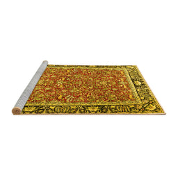 Sideview of Machine Washable Persian Yellow Traditional Rug, wshtr2921yw