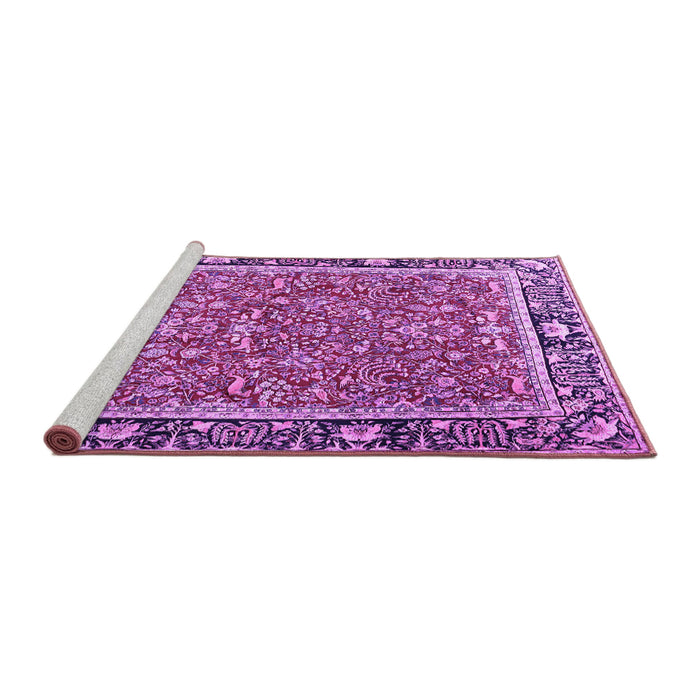 Sideview of Machine Washable Persian Purple Traditional Area Rugs, wshtr2921pur