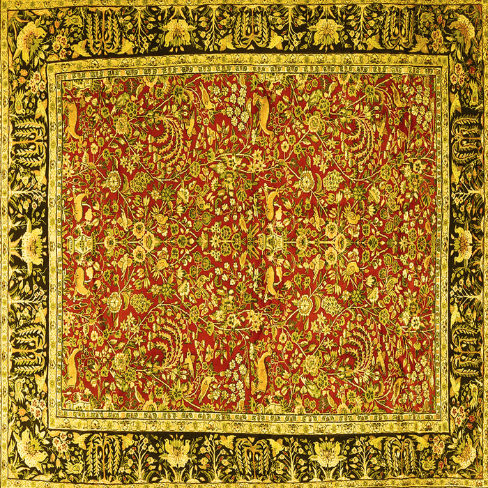 Square Machine Washable Persian Yellow Traditional Rug, wshtr2921yw