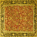 Square Machine Washable Persian Yellow Traditional Rug, wshtr2921yw