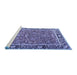 Sideview of Machine Washable Persian Blue Traditional Rug, wshtr2921blu