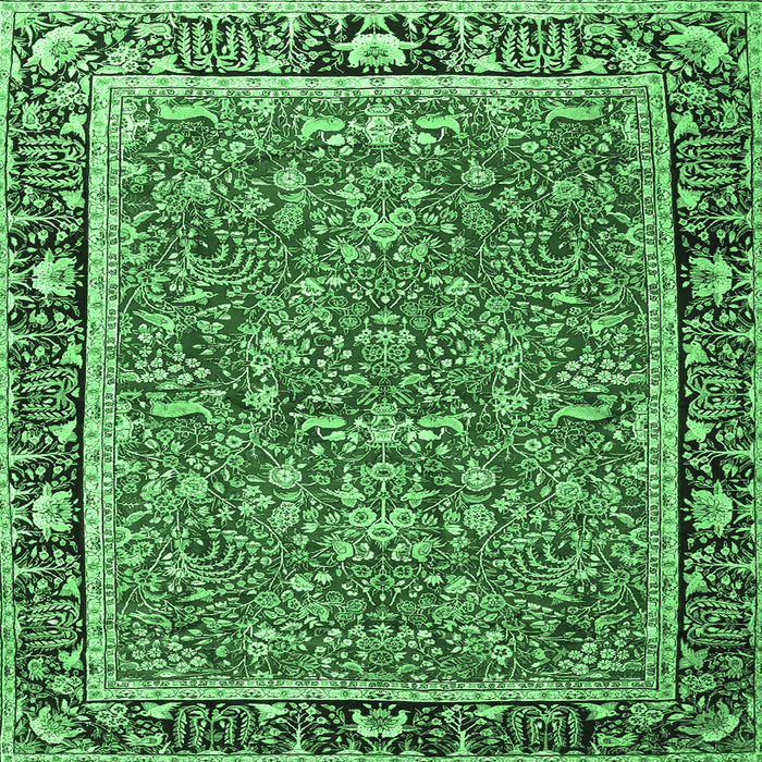 Square Persian Emerald Green Traditional Rug, tr2921emgrn