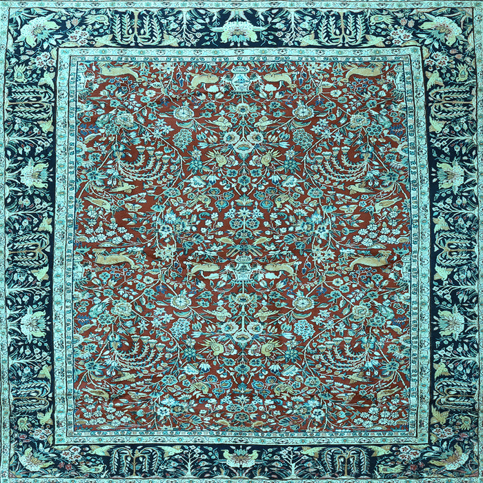 Square Machine Washable Persian Light Blue Traditional Rug, wshtr2921lblu