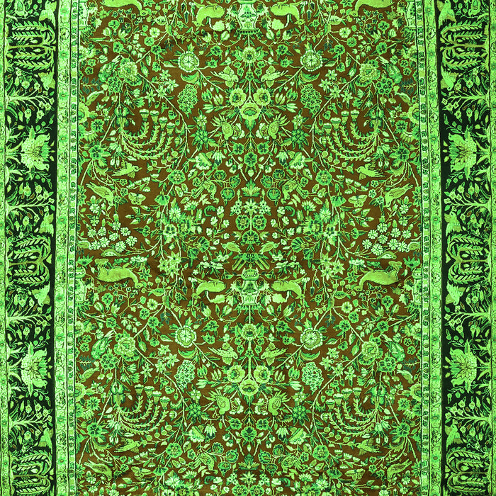 Serging Thickness of Machine Washable Persian Green Traditional Area Rugs, wshtr2921grn