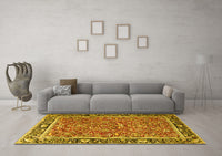 Machine Washable Persian Yellow Traditional Rug, wshtr2921yw