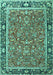 Machine Washable Persian Turquoise Traditional Area Rugs, wshtr2921turq