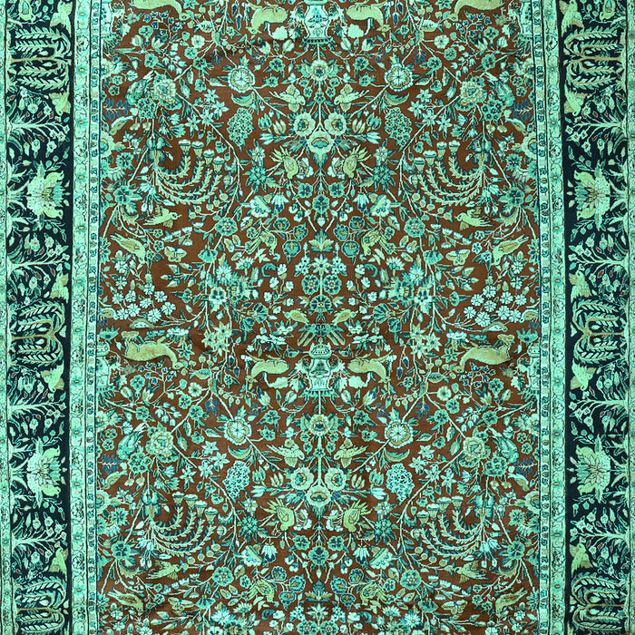 Machine Washable Persian Turquoise Traditional Area Rugs, wshtr2921turq
